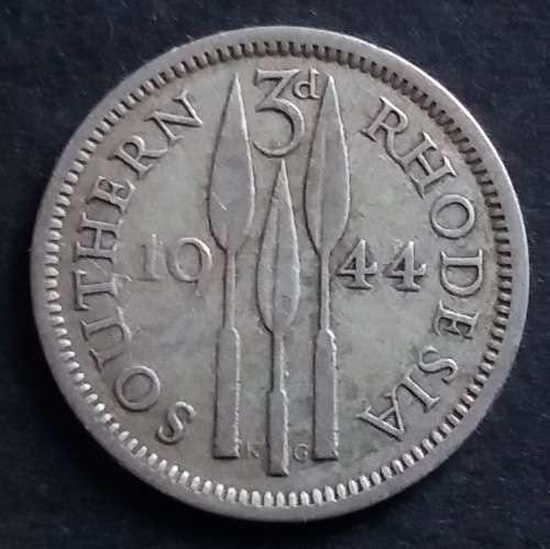 Southern Rhodesia 1944  Silver 3 Pence