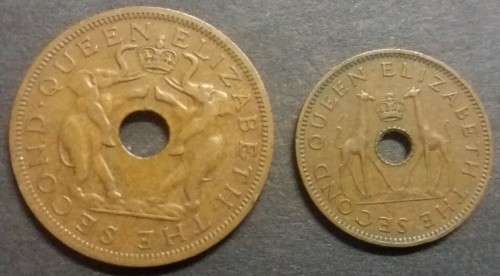 RHODESIA & NYASALAND 1958 PENNY & HALF PENNY / 1P & 1/2P SET