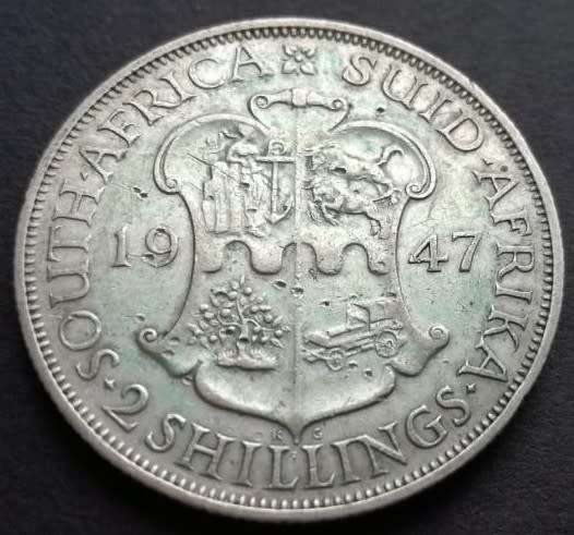 Scarce  SA Union Silver 1947  Florin  2 Shillings. Low mintage of only 2892 in Business Strike