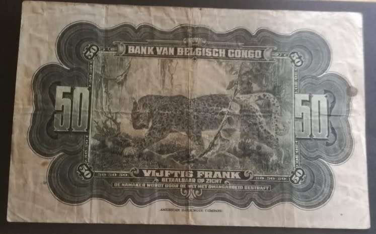 Reserved for Andy. Belgian Congo 50 Francs 1941  note # 623800  - p16a