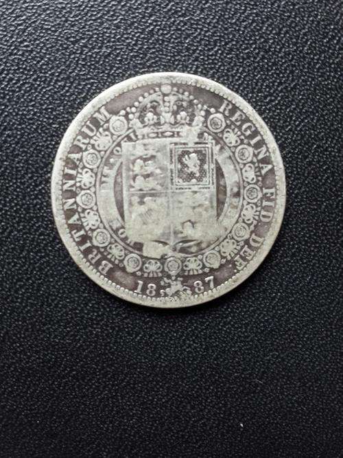 GREAT BRITAIN 1887 QUEEN VICTORIA HALF CROWN NIARUM - .925 Silver - 13.5 grams