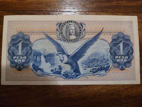 ElbancoDe La Republic 1963 Colombian 1 Peso Oro Note