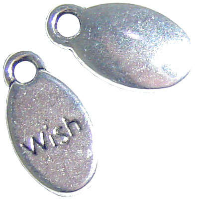 Affirmation Charm saying WISH 15mm, pack of 10pcs