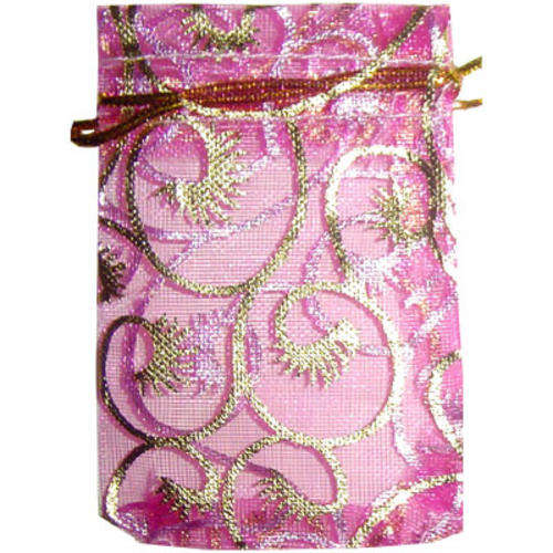 Organza Bags 60/50 (Ring Size?) Hot Pink Patterned, pack of 5pcs