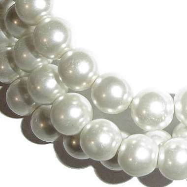 Glass Pearl Rounds 10mm Pearly White, pack of +-10pcs