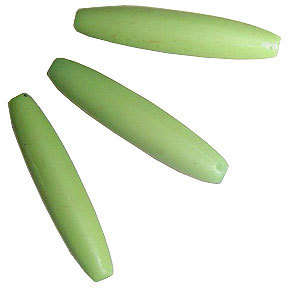 ABS Groovy Tube Beads 26x6mm in Psychadelic Green, sold individually