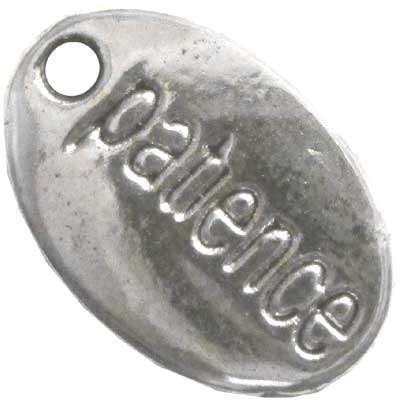 Fruit of the Spirt Oval Charm saying PATIENCE 14x10mm, pack of 10pcs