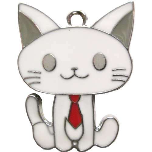 Cat with Red Tie Enamelled Charm 30mm