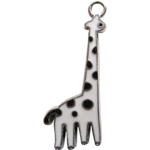 Giraffe in White Enamelled Charm 36mm