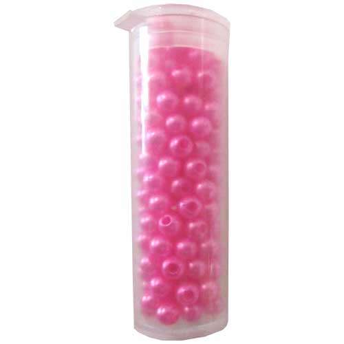 Acrylic Faux Pearls in Glossy Pink 4mm, vial of 5g/approx 175pcs