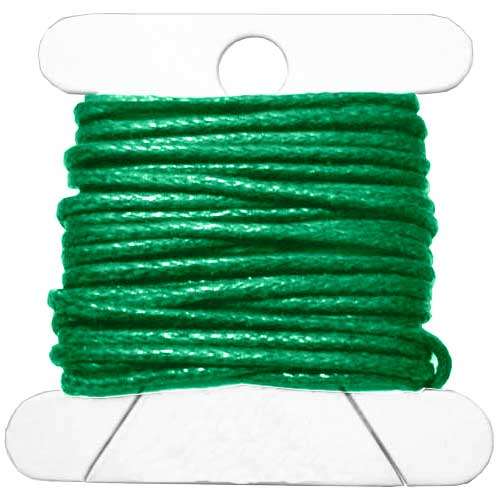 Waxed Beading Cord 1mm in Green, card of 5m