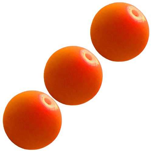 Rubberised Glass Bead in Neon Orange 8mm