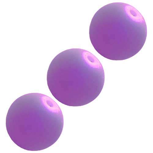 Rubberised Glass Bead in Neon Lavender 8mm