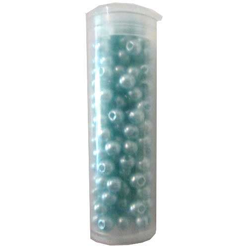 Acrylic Faux Pearls 4mm in Glossy Aqua, vial of 5g/approx 175pcs
