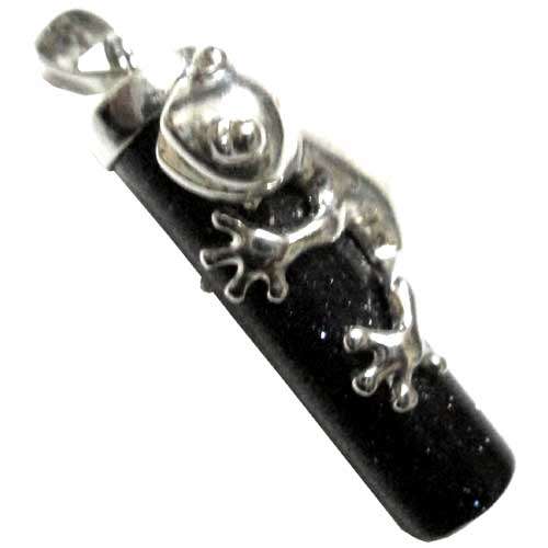 Blue Goldstone with Gecko Pendant 47mm