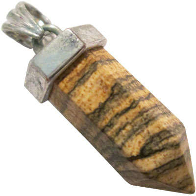 Picture Stone Crystal Pendulum Pendant 38mm with Silver Bail Setting