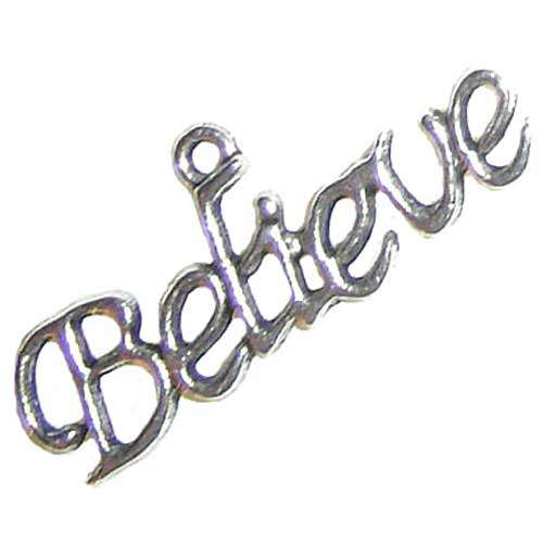 BELIEVE Charm 30mm Silvertone, pack of 10pcs