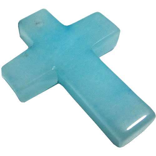 Blue Quartzite Cross Pendant 30mm with hole front to back