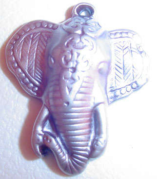 CLEARANCE SALE!!! Elephant Pendant in Metallised Silvertone Acrylic 4.0 x 3.5 x 0.8 cm