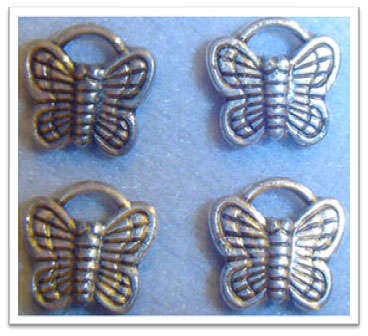 18 X 18 mm Double-Sided Metallised Acrylic Butterfly Charm in Silvertone