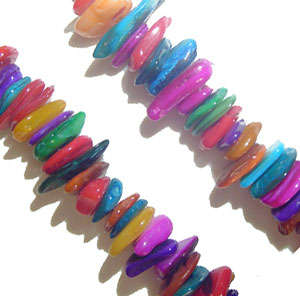 ABSOLUTELY STUNNING MARDI GRAS COLOURS - 80cm Coloured Shell Chip Bead String