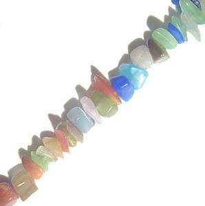 Coloured Cat's Eye Glass Chip Bead String 90cm long