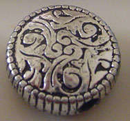 18x8mm Large Metallised Acrylic Disc Spacer Bead in Antiqued Silvertone