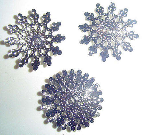 Multi-purpose - Silvertone Metal Foil Filigree Potpourri Bead, Bead Cap, Spacer Bead