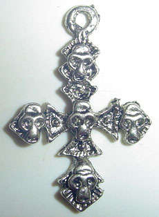 Cast Silvertone Metal Gothic Pendant Skulls on Cross 37.0x25.0mm Sold individually