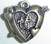 26.0x29.0x5.0mm Double-sided HEART CCB Metallised Acrylic Charm in Bronze Tone