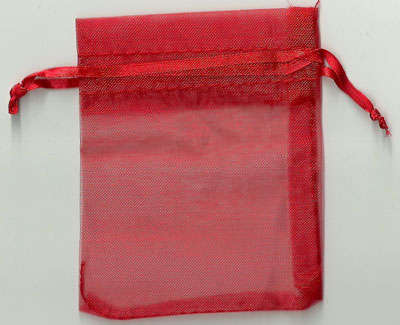 * Av. 95x80mm Plain Drawstring Organza Bags in RED