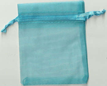 Av. 80x100mm Plain Drawstring Organza Bags in AZURE