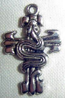 Goth* Biker* Cyberpunk 30x20mm Snake on Cross Charm in Antiqued Tibetan Silvertone Metal