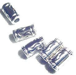 10x5mm Ethnic Tribal Tube Bead in Silvertone CCB Metallised Acrylic