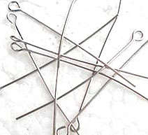 60mm Eye Pin with 0.75mm Guage in Cupronickel Plated Silvertone Metal