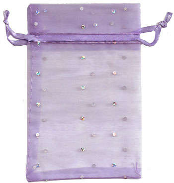 80x120mm Sparkly Drawstring Organza Bag in Pastel Orchid