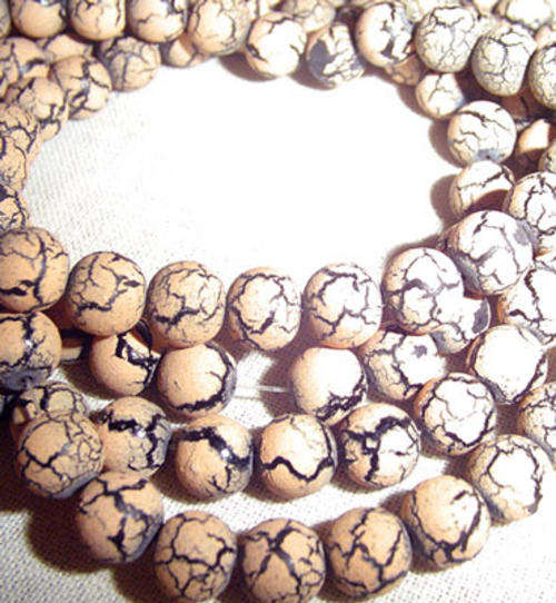 8mm Peachy Tan Volcano Round Glass Bead
