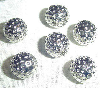 11mm Round Pockmarked Bead in Silvertone CCB Metallised Acrylic