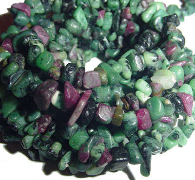 REDUCED!!! 80cm RUBY IN ZOISITE Chip Bead String