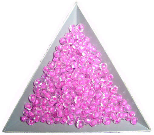 Av. 4mm HOT PINK Inner Lined Translucent Irregular Round Glass Rocailles - Pack of 20g (225+)