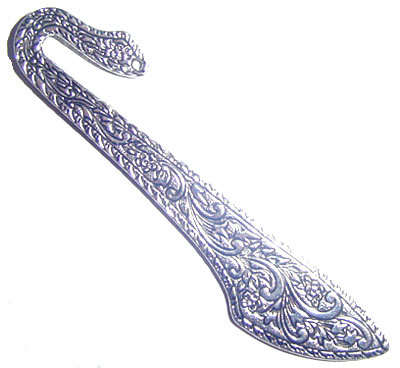 80mm Oriental Design Bookmark Component with Hole in Antiqued Silvertone Metal
