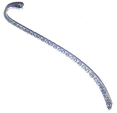 85mm Swirls Motif Bookmark Component with Hole in Antiqued Silvertone Metal