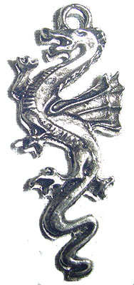 Large 49x20mm Dragon Pendant in Black-Nickeltone Metal