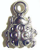 19x13x5mm Double-sided Silver CCB Metallised Acrylic Ladybird Charm - Sold Individually