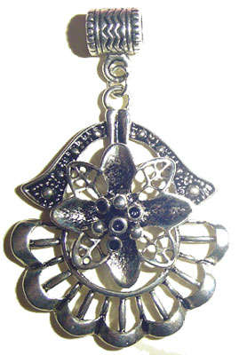 STUNNING! 58mm Tibetan Silver Intricate Flower PENDANT Dangle