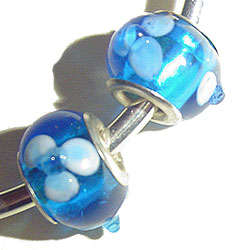 Lampwork Glass Euro Bead, 5mm Hole, Silver Core - will fit Pandora