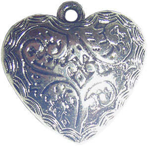 33x33x11mm Antiqued Silverplated CCB Metallised Acrylic Heart Pendant