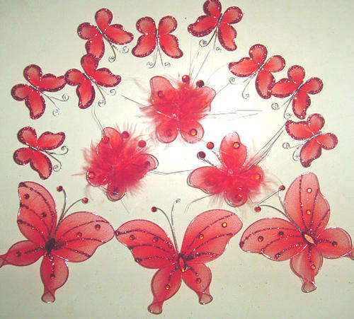 Bulk lot Stocking Butterflies - Red (15pcs)