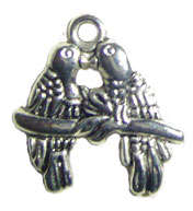18x18mm Tibetan Silver Lovebird Charm (double-sided)