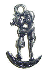 27mm Antiqued Silver Metallised Acrylic Sweethearts Charm